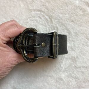 Jana Brown Leather Belt Antique Brass Conchos Size Medium